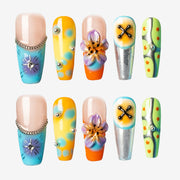 Vivid Zest Coffin Press-On Nails