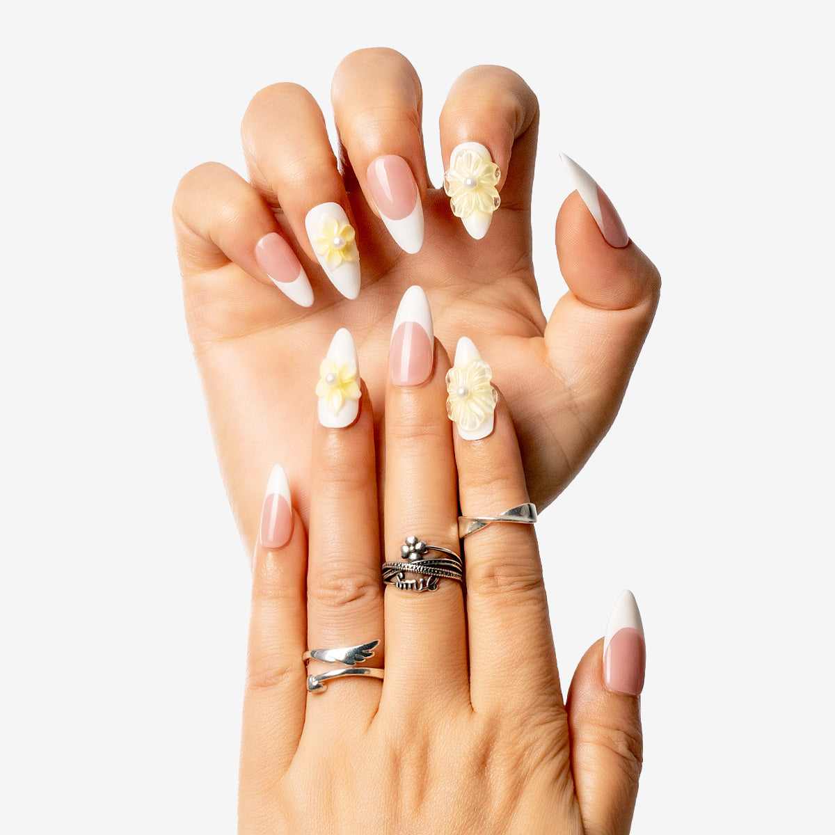 Sunny Daisy Almond Press-On Nails