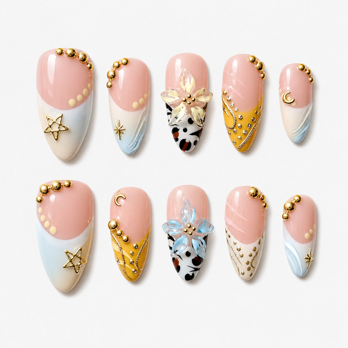 Retro Pop Party Star & Gem Press On Nails | 10PCS