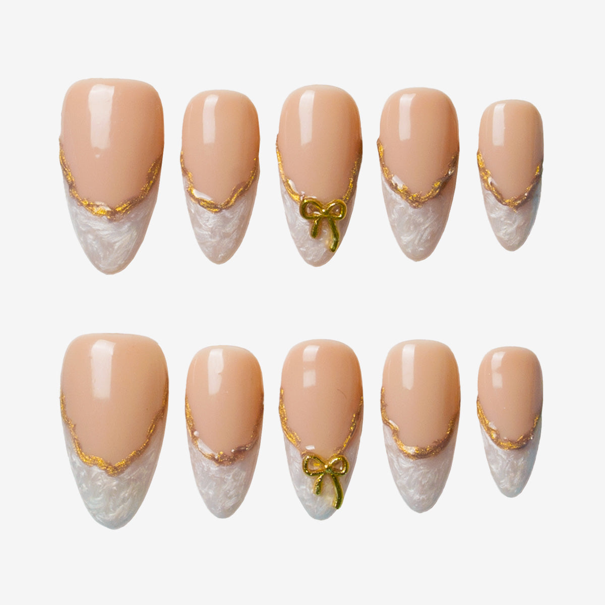 Aetherial French Bow Almond Press-On Nails | Salon-Pro 10PCS