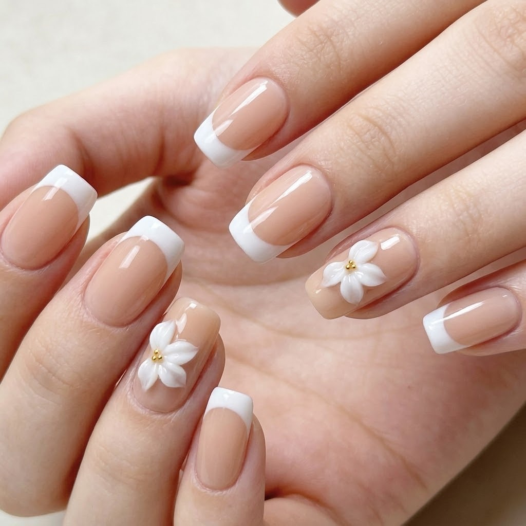 French Tip Lily Press On Nails | Salon-Pro 10PCS