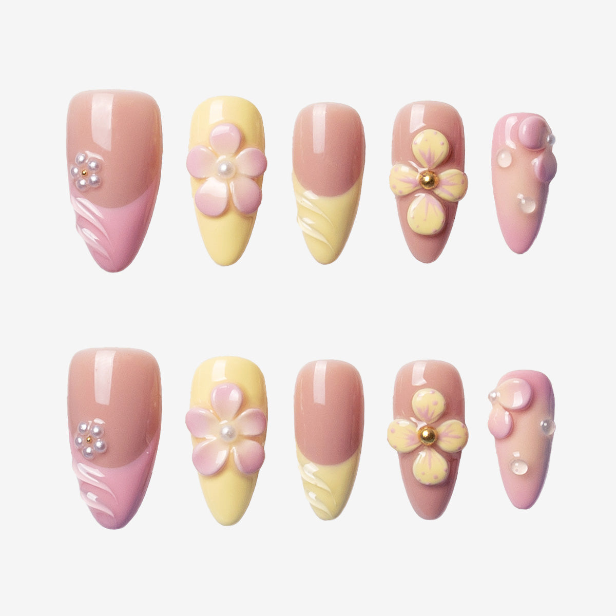 Peach Blossom Checkerboard Press On Nails | Salon-Pro 10PCS