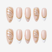 Liquid Gold Butterfly & Glitter Press On Nails | 10PCS