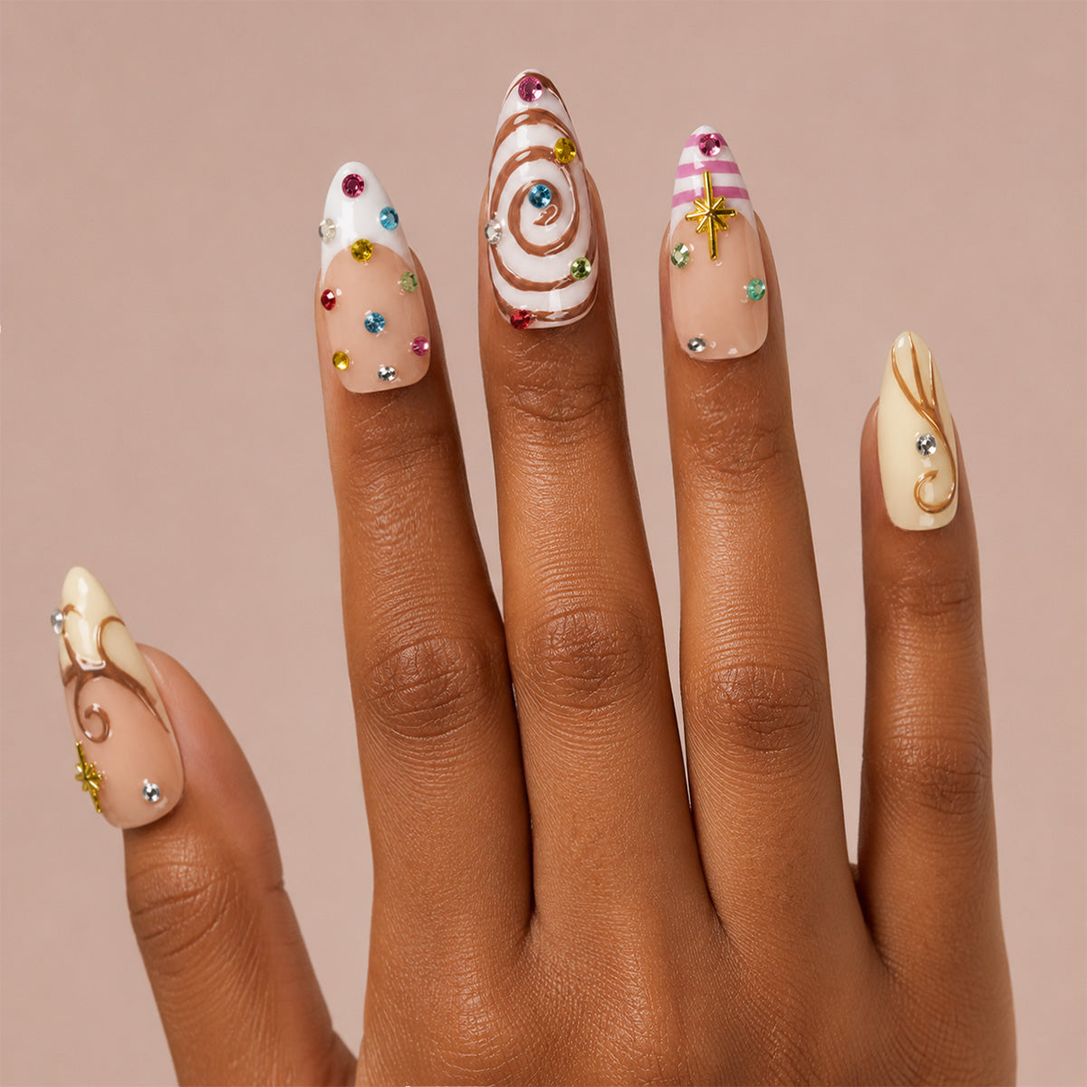 Mismatched Y2K Cosmic Party Press On Nails | 10PCS