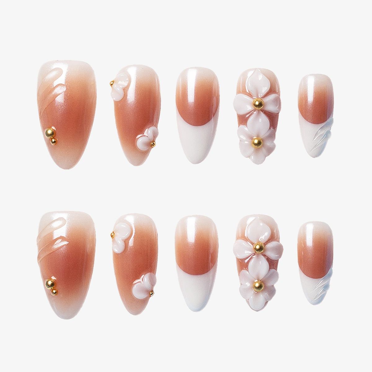 Soft Pearl Bloom Press On Nails | Salon-Pro 10PCS