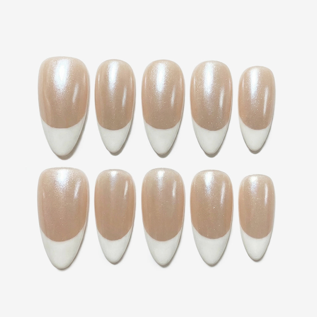 Milky Edge Almond Press-On Nails | Salon-Pro 10PCS