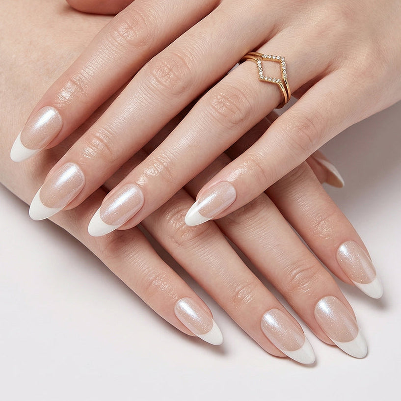Milky Edge Almond Press-On Nails | Salon-Pro 10PCS