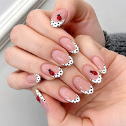 Playful Ladybug Polka Dot French Press On Nails 24PCS