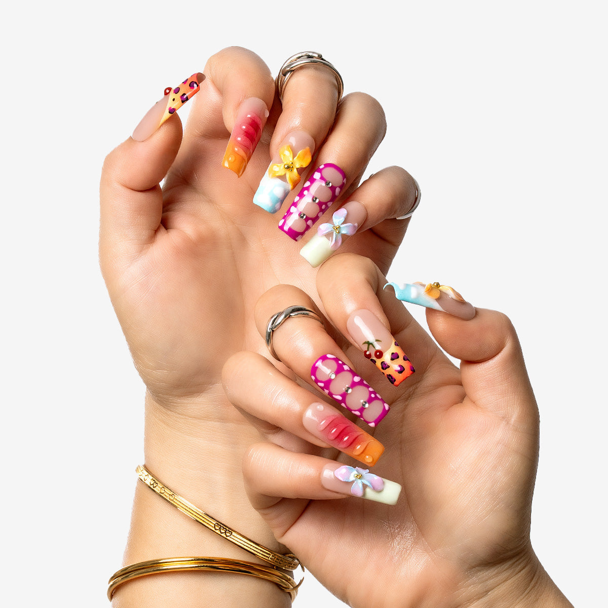 Spring Blossom Square Press-On Nails