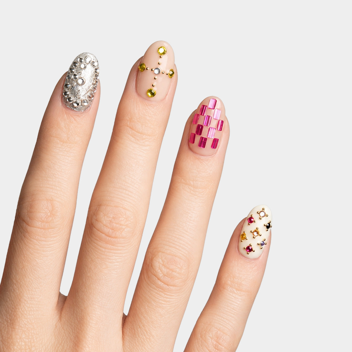 Mismatched Sparkly Gem & Star Press On Nails | 10PCS