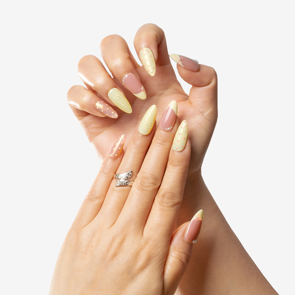 Dolly Dot Bow Almond Press-On Nails | Salon-Pro 10PCS