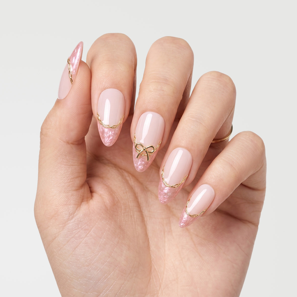 Luminous Rose Quartz Almond Press-On Nails | Salon-Pro 10PCS