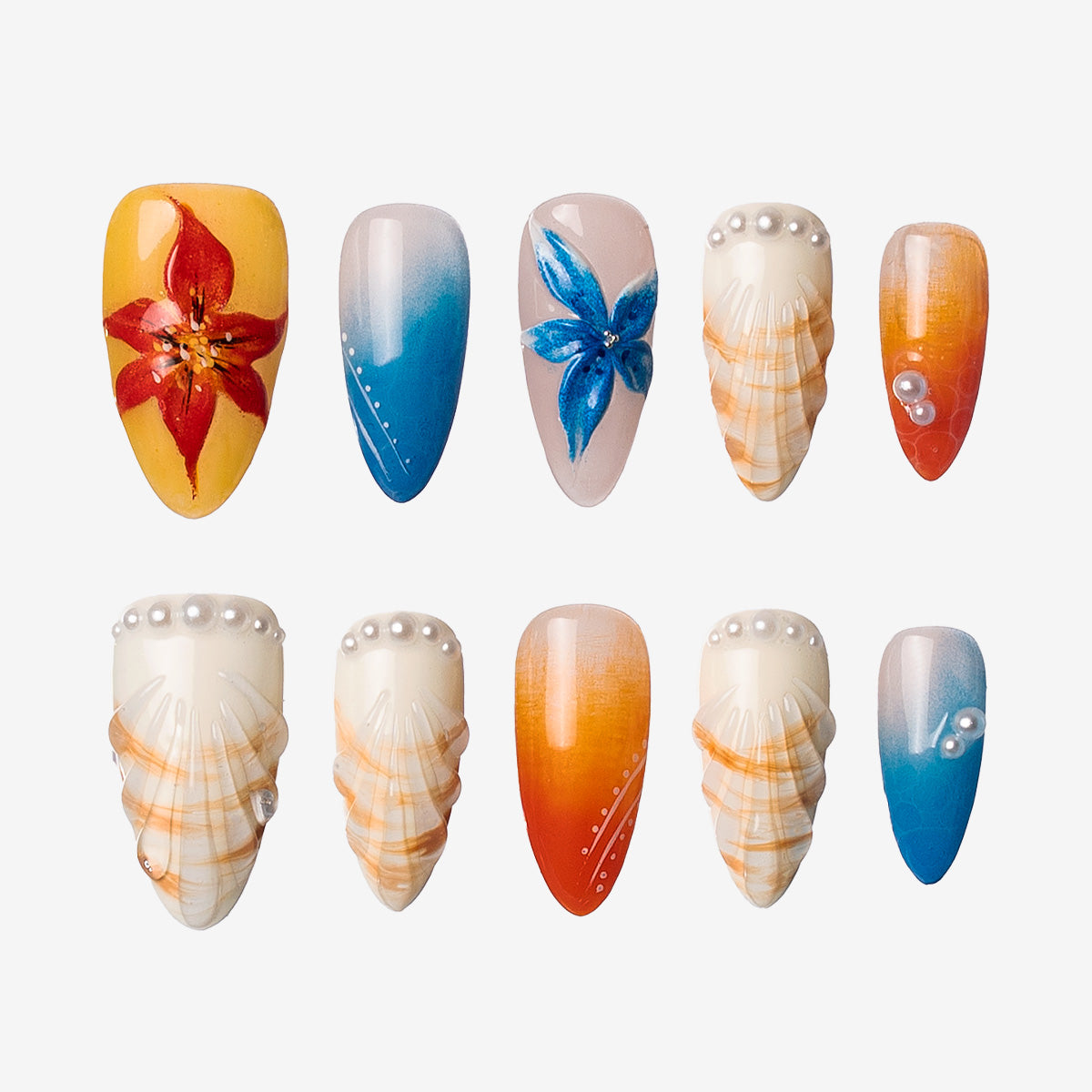 Oceanic Pearl Almond Press-on Nails | Salon-Pro 10PCS