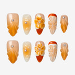Amber Flora Almond Press-on Nails | Salon-Pro 10PCS