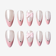 Pink Bow Almond Press-On Nails | Salon-Pro 10PCS