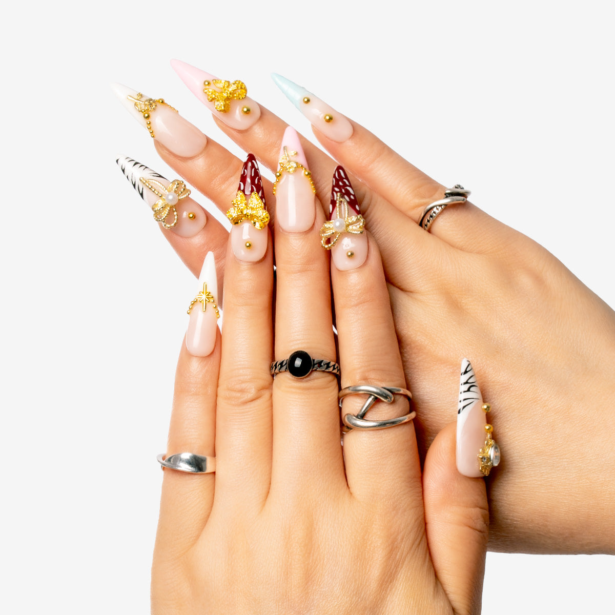 Golden Elegance Stiletto Press-On Nails