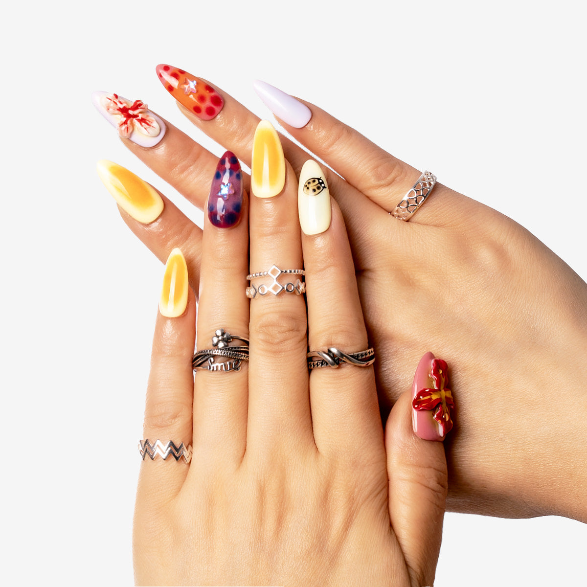 Playful Garden Almond Press-On Nails