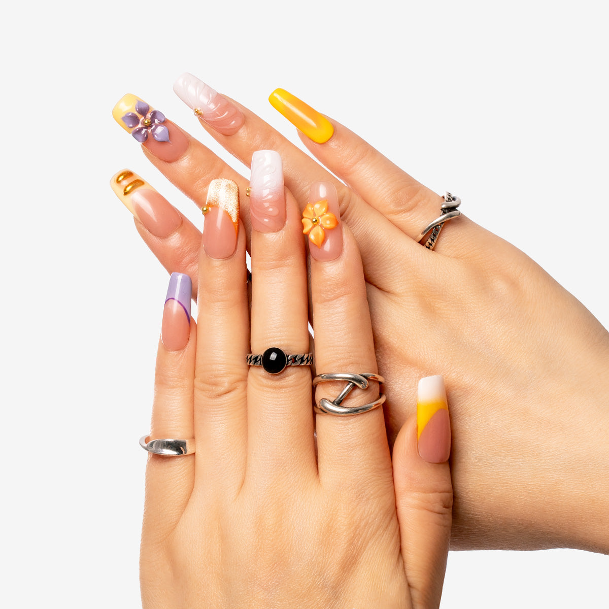 Golden Sunset Square Press-On Nails