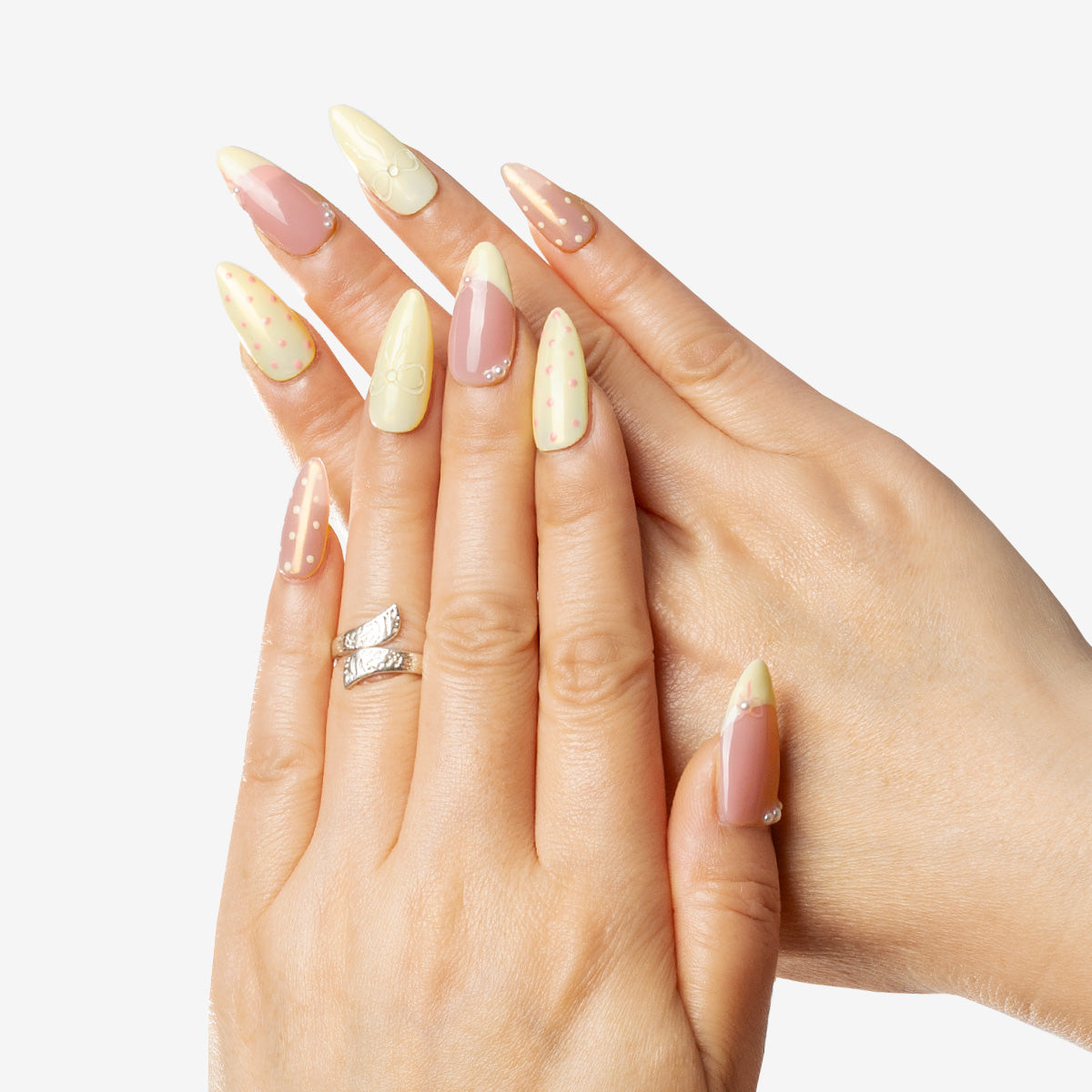 Dolly Dot Bow Almond Press-On Nails | Salon-Pro 10PCS