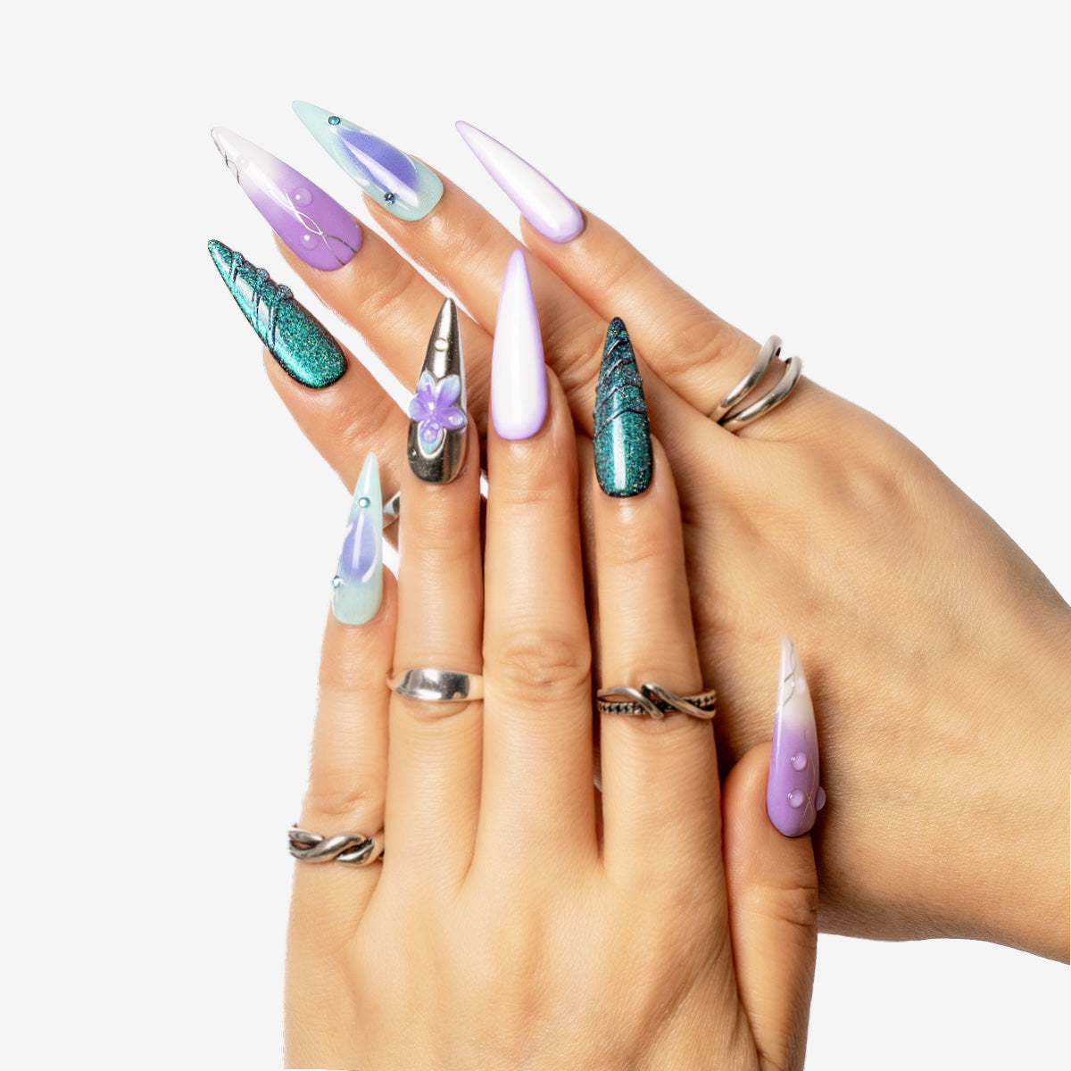 Lavender Glitter Stiletto Press-On Nails