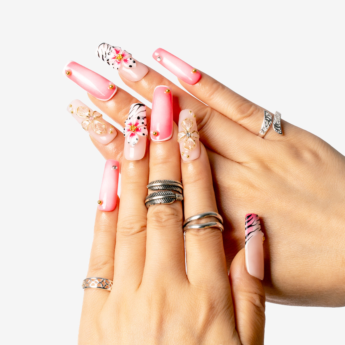 Soft Bloom Square Press-On Nails