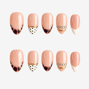 Peach Tortoise Polka French Almond Press On Nails | Salon-Pro 10PCS