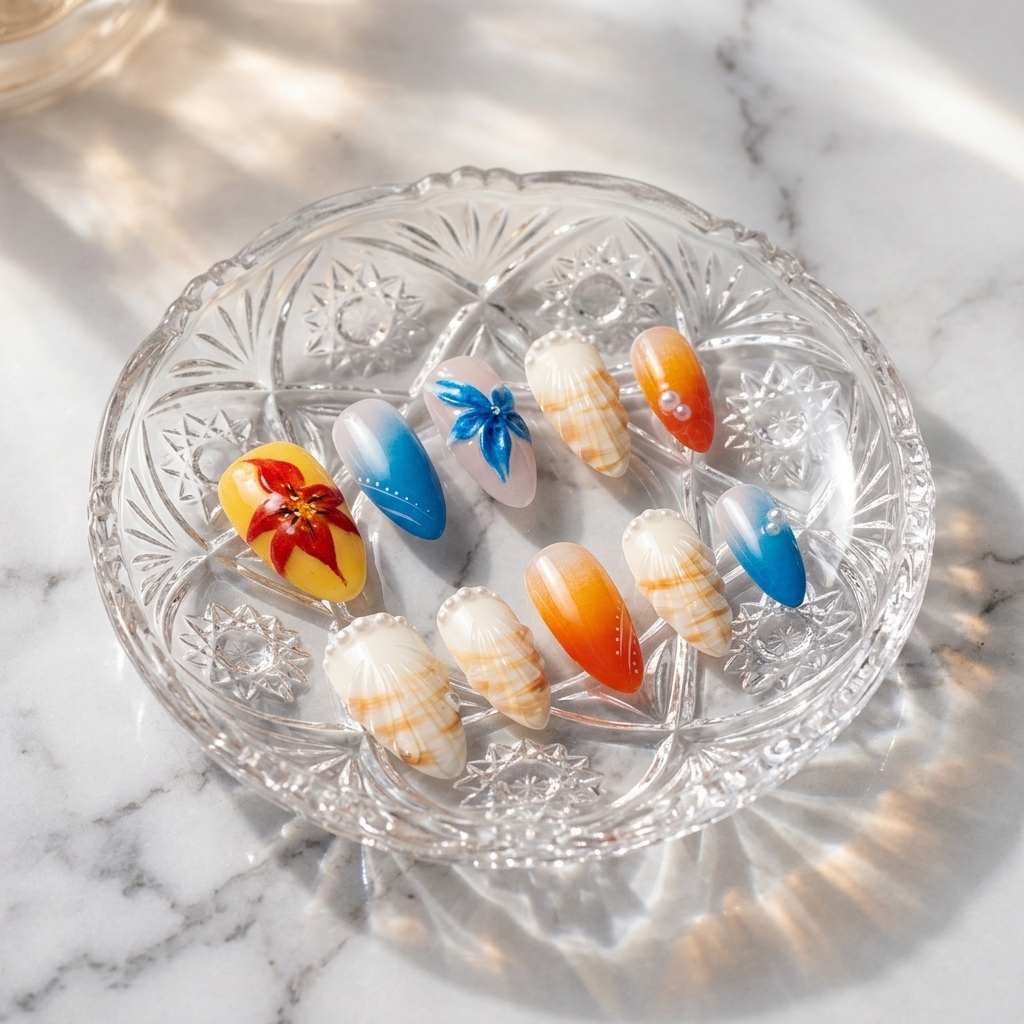 Oceanic Pearl Almond Press-on Nails | Salon-Pro 10PCS