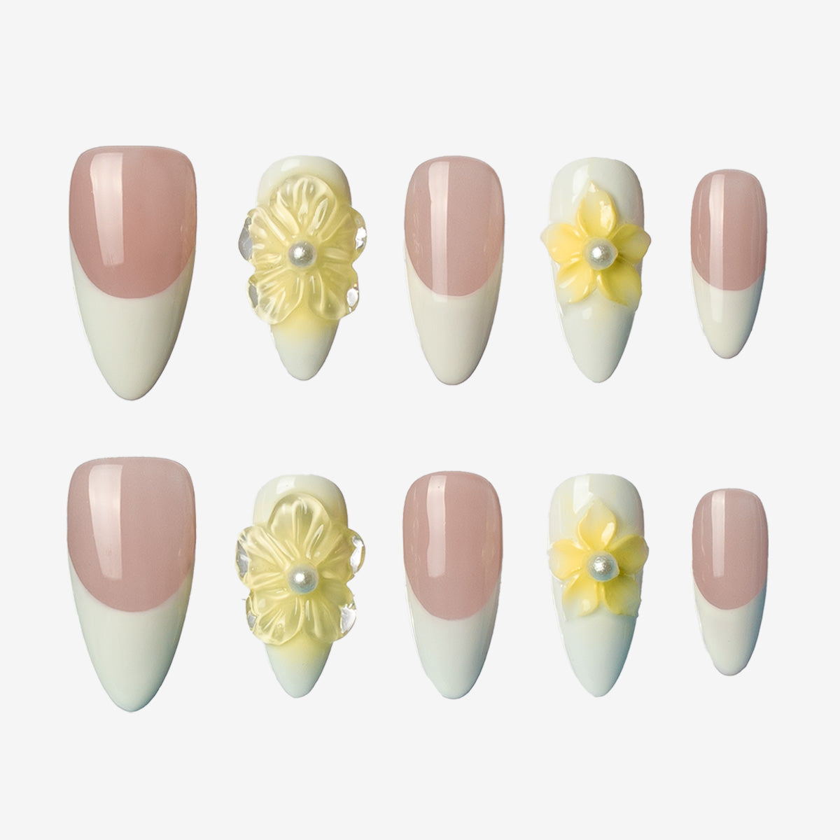 Sunny Daisy Almond Press-On Nails | Salon-Pro 10PCS