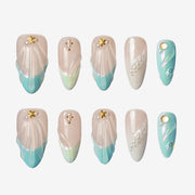 Mermaid Shell Almond Press-On Nails | Salon-Pro 10PCS
