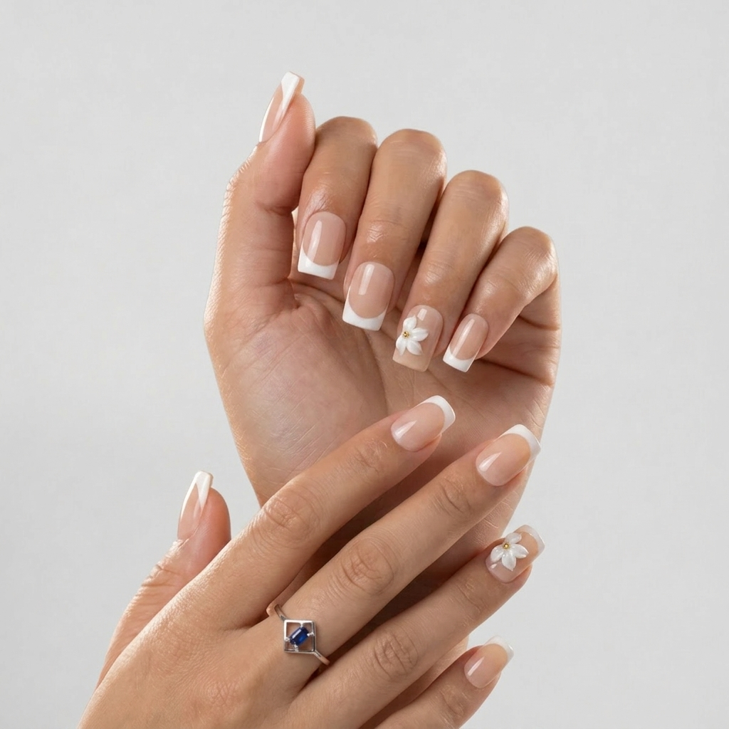French Tip Lily Press On Nails | Salon-Pro 10PCS