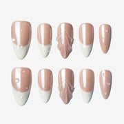 Pearl Glaze Almond French Nails | Salon-Pro 10PCS
