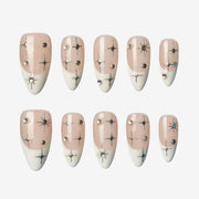 Starlight Nude Almond French Nails | Salon-Pro 10PCS