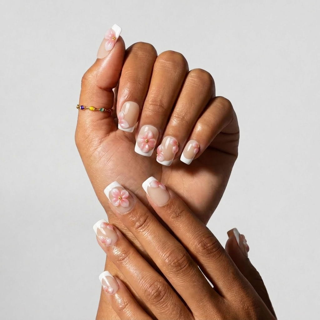 Romantic Floral Press On Nails | Salon-Pro 10PCS