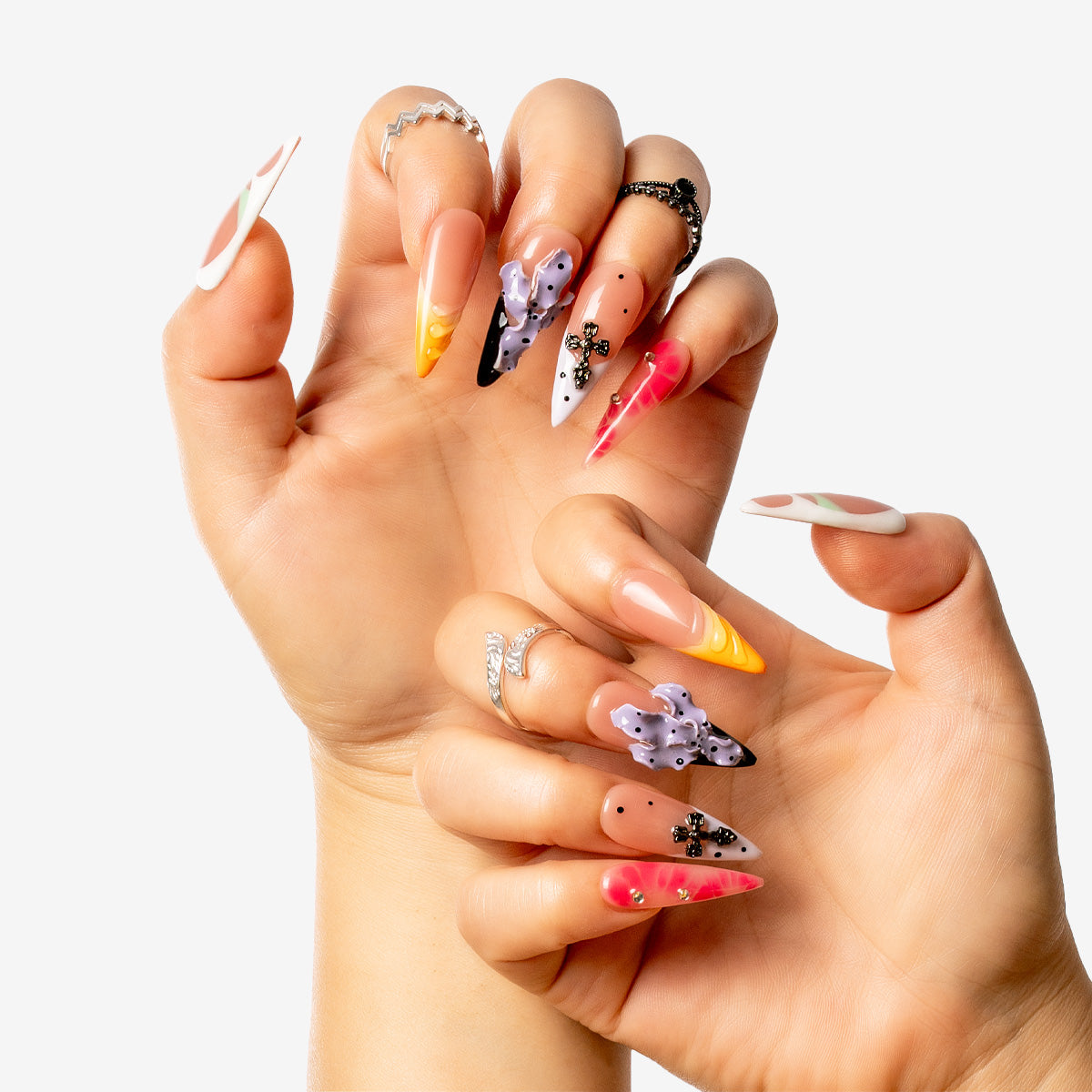 Mystic Petals Stiletto Press-On Nails