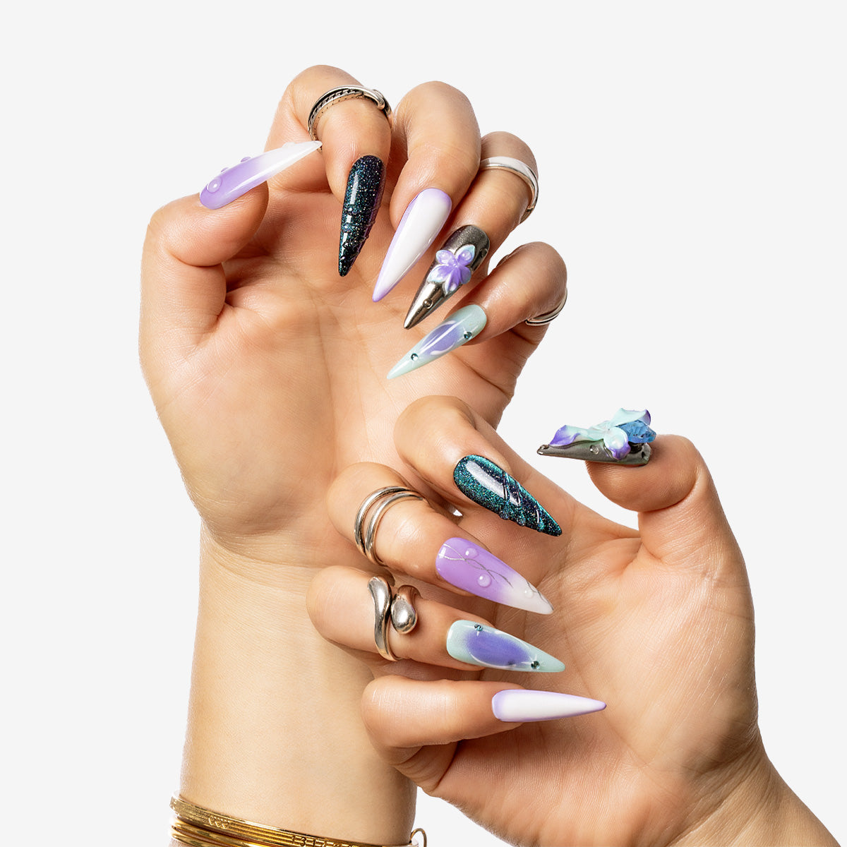 Lavender Glitter Stiletto Press-On Nails