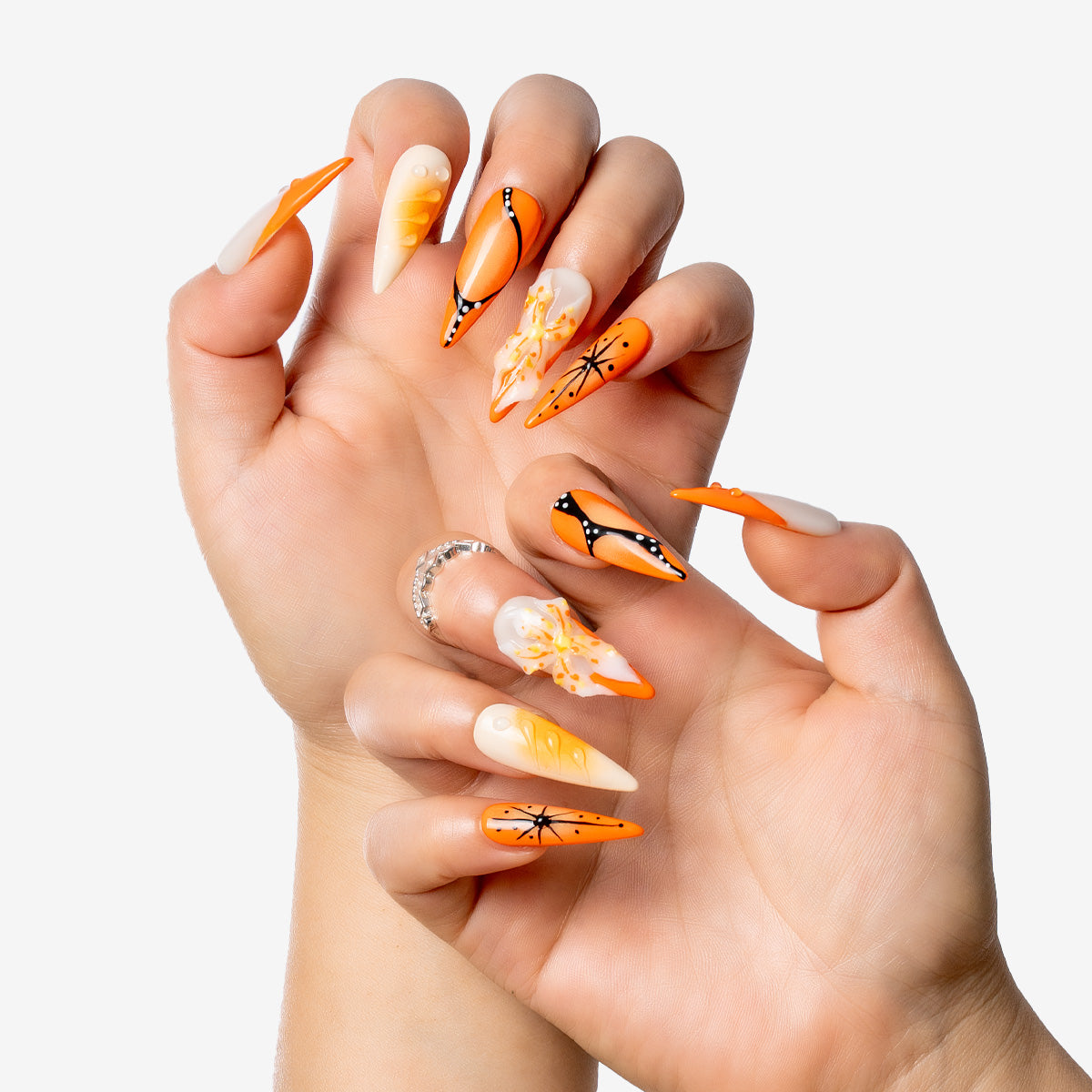 Orange Monarch Stiletto Press-On Nails