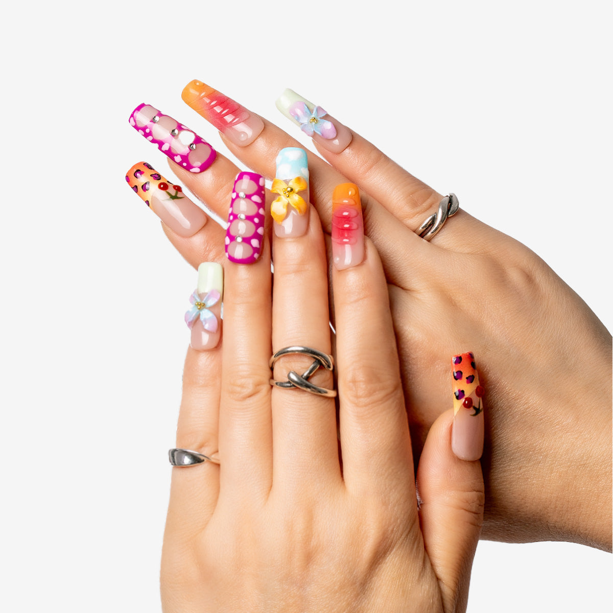 Spring Blossom Square Press-On Nails