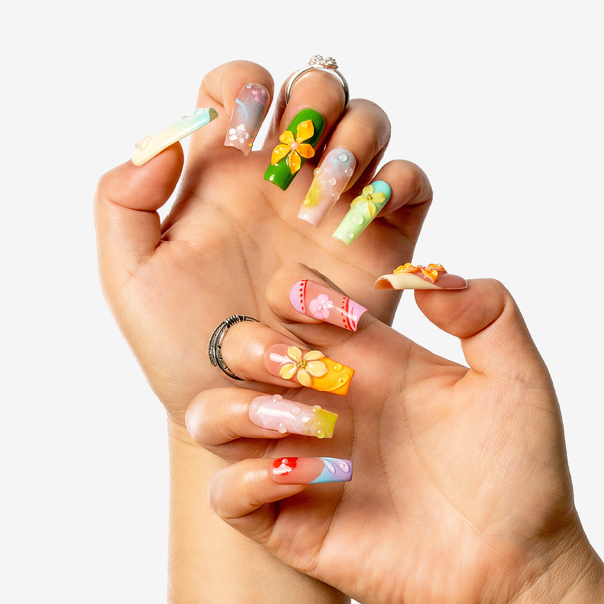 Tropical Garden Coffin Press-On Nails