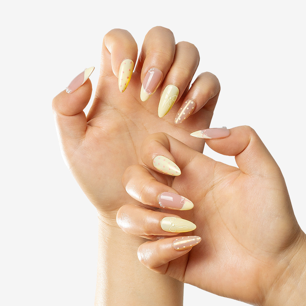 Dolly Dot Bow Almond Press-On Nails | Salon-Pro 10PCS