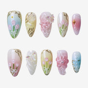 Luxe Tulip Glow Almond Press-On Nails | Salon-Pro 10PCS