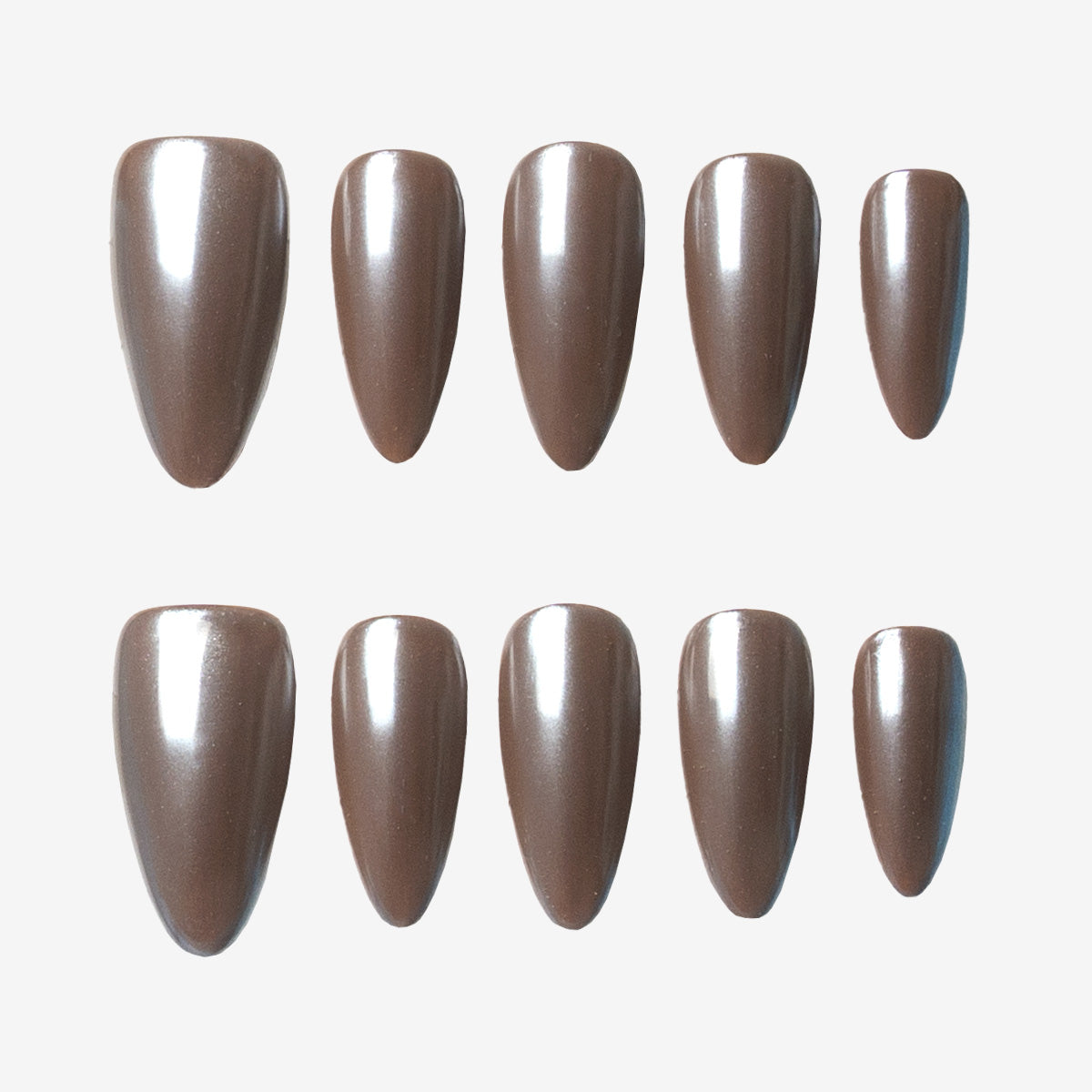 Metallic Cocoa Almond Gel Nails
