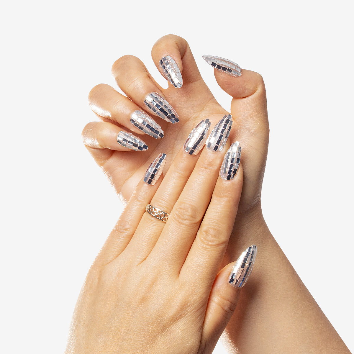 Vintage Disco Ball Stiletto Press-On Nails | Salon-Pro 10PCS