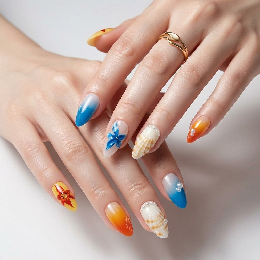 Oceanic Pearl Almond Press-on Nails | Salon-Pro 10PCS