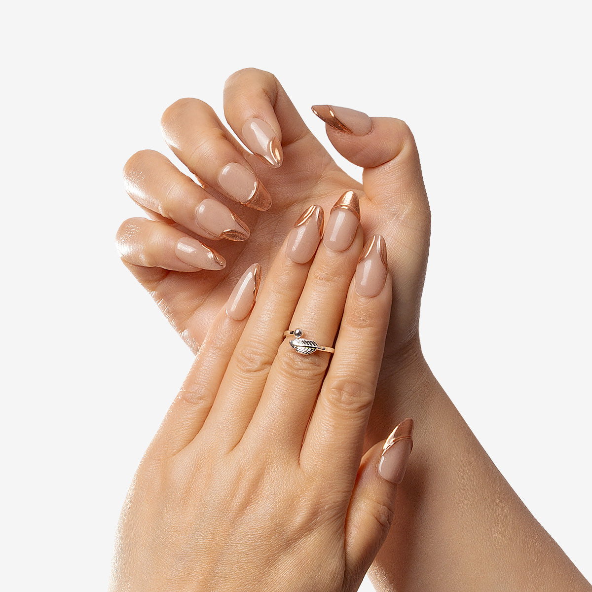 Liquid Rose Gold Almond Press-On Nails | Salon-Pro 10PCS