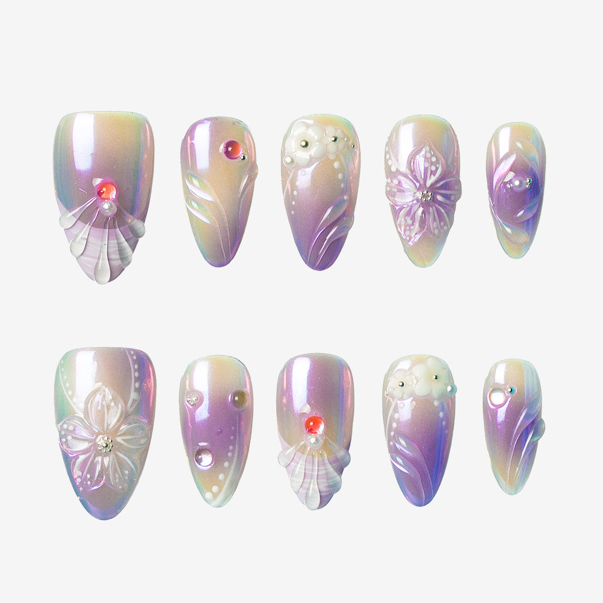 Lavender Pearl Fantasy – Almond Press-On Nails | Salon-Pro 10PCS