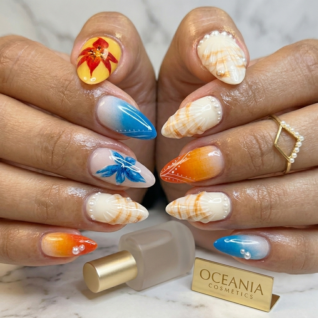 Oceanic Pearl Almond Press-on Nails | Salon-Pro 10PCS