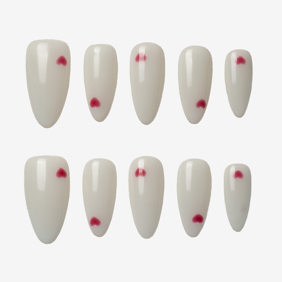 Elegant Burgundy Heart Mani Press-On Nails | Salon-Pro 10PCS