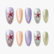 Iridescent Mermaid Starfish Press On Nails | 10PCS