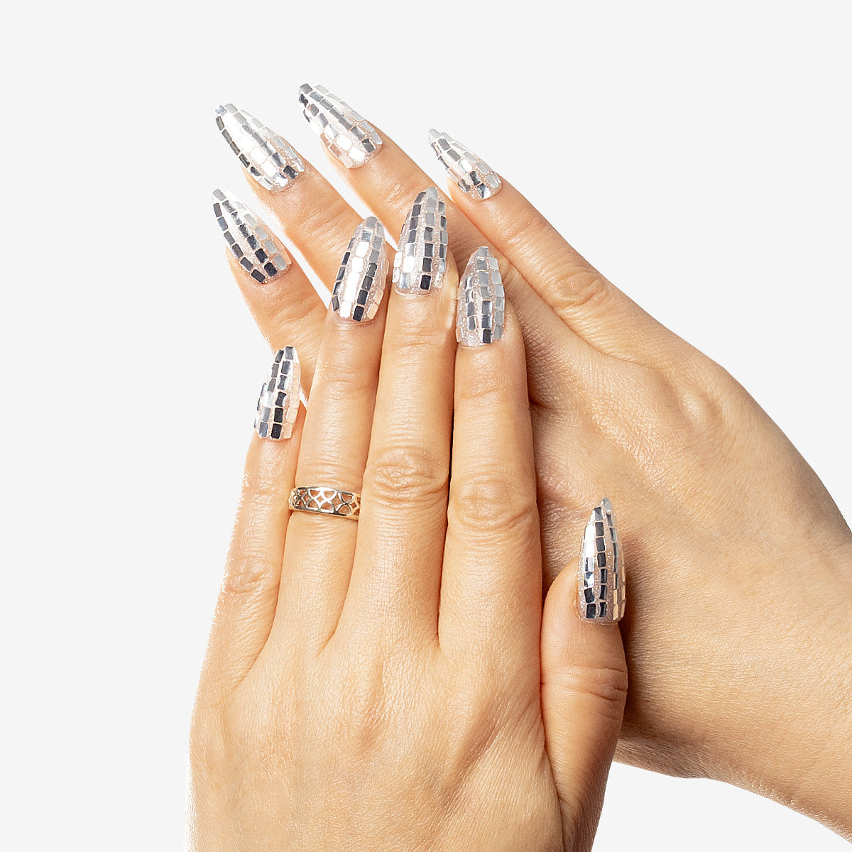 Vintage Disco Ball Stiletto Press-On Nails | Salon-Pro 10PCS