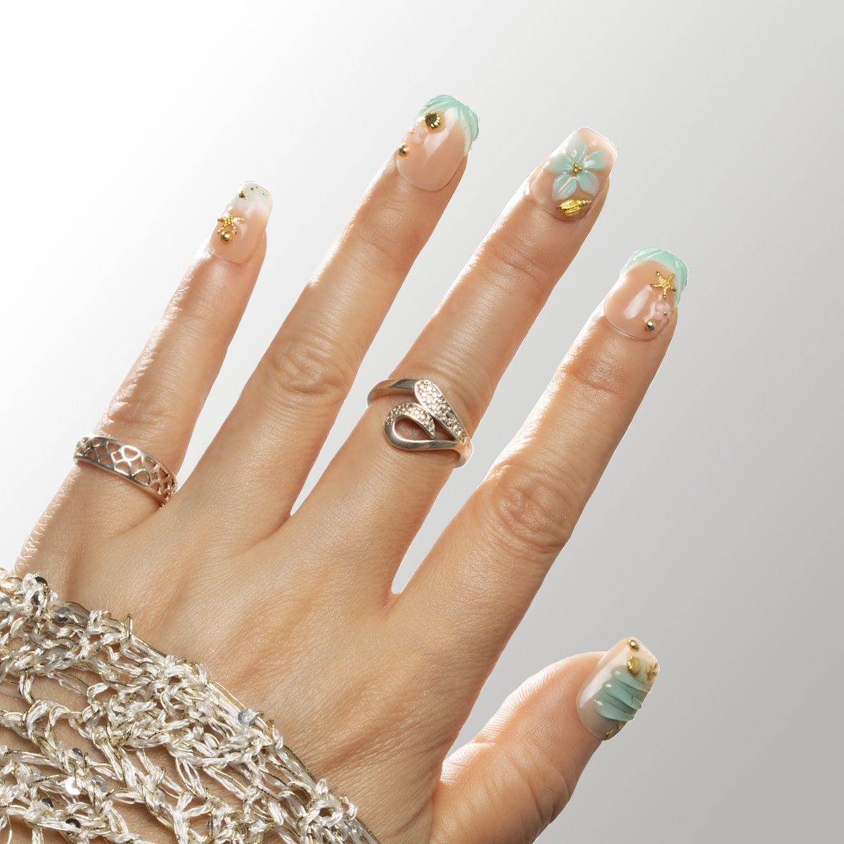 Ocean Bloom Press On Nails | Salon-Pro 10PCS